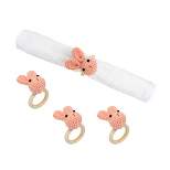 C&F Home Pink Knitted Bunny Napkin Ring, Set of 4
