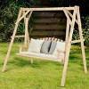 Tangkula Porch Swing Wooden Swing Rustic Frame Patio Furniture - 3 of 4