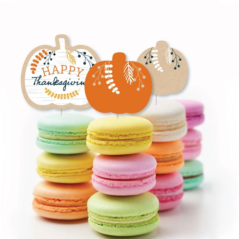 Big Dot of Happiness Happy Thanksgiving - Dessert Cupcake Toppers - Fall Harvest Party Clear Treat Picks - Set of 24, 4 of 7