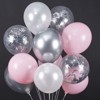 PartyWoo Balloon Set Pink White Silver Confetti 60 pcs - 2 of 4