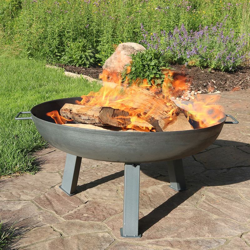 Sunnydaze Outdoor Camping or Backyard Round Cast Iron Rustic Fire Pit Bowl with Handles, 2 of 11