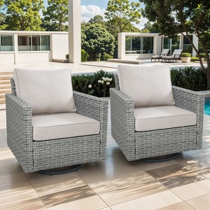 Outdoor Patio Swivel Chair Glider Chair with Removable Cushions for Porch - 1 of 4