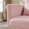 Velvet Accent Armchair with Nail Head Arms and Gold Metal Legs, Modern Upholstered Lounge Chair for Living Room - 3 of 4
