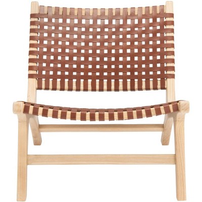 Luna Leather Woven Accent Chair Cognac natural Safavieh Target