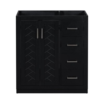Akoasm 30 Inch Wood Bathroom Storage Cabinet With Drawers And Soft Closing Doors(NO SINK)-Black
