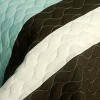 Slickblue Full/Queen Quilt Set with 2 Shams, Handmade Vermicelli Quilted, Thick Stripes, 3 Piece Bedding - 3 of 4