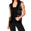 Women's Abstract Stitch Reversible Hooded Vest - ANGEL - 2 of 4