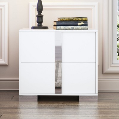 NicBex 2 Drawer Nightstand,Mirrored Bedside Table with Metal Handle for Bedroom,Living Room