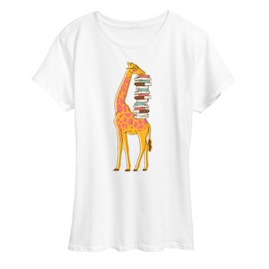 Women's - Instant Message - Giraffe Carrying Books Short Sleeve Graphic T-Shirt - 1 of 4