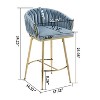 Ridstar 26 in. Blue Velvet Counter Height Bar Stools with Handwave Back, Golden Chromed Base and Footrest - 4 of 4
