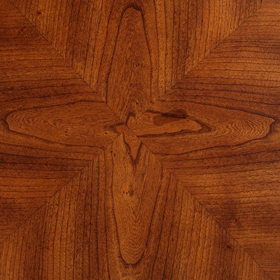Vintage Cherry Wood Round Accent Side Table with Lower Shelf