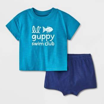 Baby Boys' Slub Jersey Graphic Top & Bottom Set - Cat & Jack™ Blue
