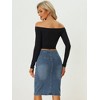 INSPIRE CHIC Women's High Waist Split Hem Casual Denim Pencil Skirt - 4 of 4