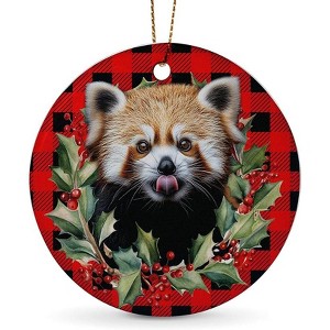 Lomsoe Red Panda Ornaments for Christmas Tree Ceramic Christmas Ornaments Red Christmas Tree Hanging Decor Christmas Gift Christmas Decor - 1 of 1