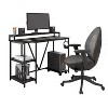NicBex Home Office Desk Morden Computer Desk with Open Shelves, Stand with Wheels, Side Hook, Wooden Desktop and Metal Legs for Study and Work - 2 of 4