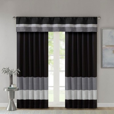 Polyoni Pintuck Light Filtering Striped Window Valance, Lightweight Textured Rod Pocket Top Valance for All Seasons