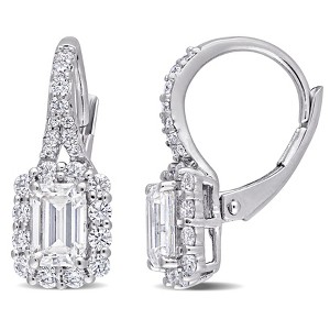EVERLY JEWELRY |  Sterling Silver 1 5/8 CT DEW Created Moissanite-White LeverBack Earrings - 1 of 4