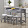 54" 4-piece Dining Bar Table Set with 3 Upholstered Stools, Multifunctional Dining Table with 3 Drawers (Gray) - image 3 of 4