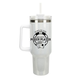 100 North World's Greatest Poker Player Chip & Cards Wrap-Around 40 Oz. Stainless Steel Water Bottle Coffee Mug, Spill & Leak Resistant, Travel - 1 of 4