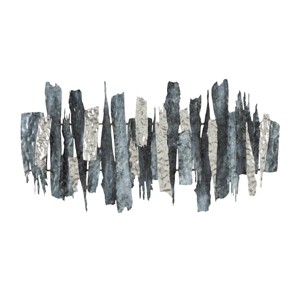 26"x49" Metal Abstract Layered Wall Decor with Silver Accents Blue - Olivia & May: Contemporary Iron Artwork - 1 of 4