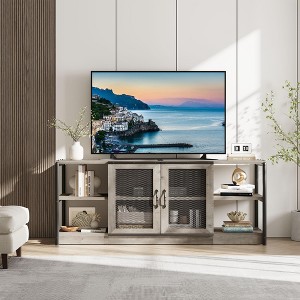 TV Stand for 65 Inches - Farmhouse Entertainment Center with Storage Cabinet, Mesh Doors, Industrial Media Console Table, for Living Room - 1 of 4