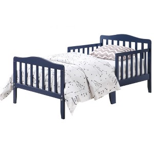 Infurnic Beds, Toddler Single Bed with Safety Guardrails and Headboard, Low To Floor Design for Toddler Children, Blue, 70"*36"*27" - 1 of 4