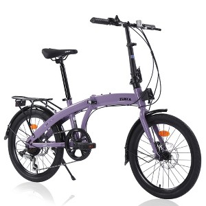 RISOKEYS 7 Speeds Lightweight Steel Frame Foldable Bike 20 Inch Bicycle Tire for Women Men Seniors Students Youth Adult,Purple - 1 of 4