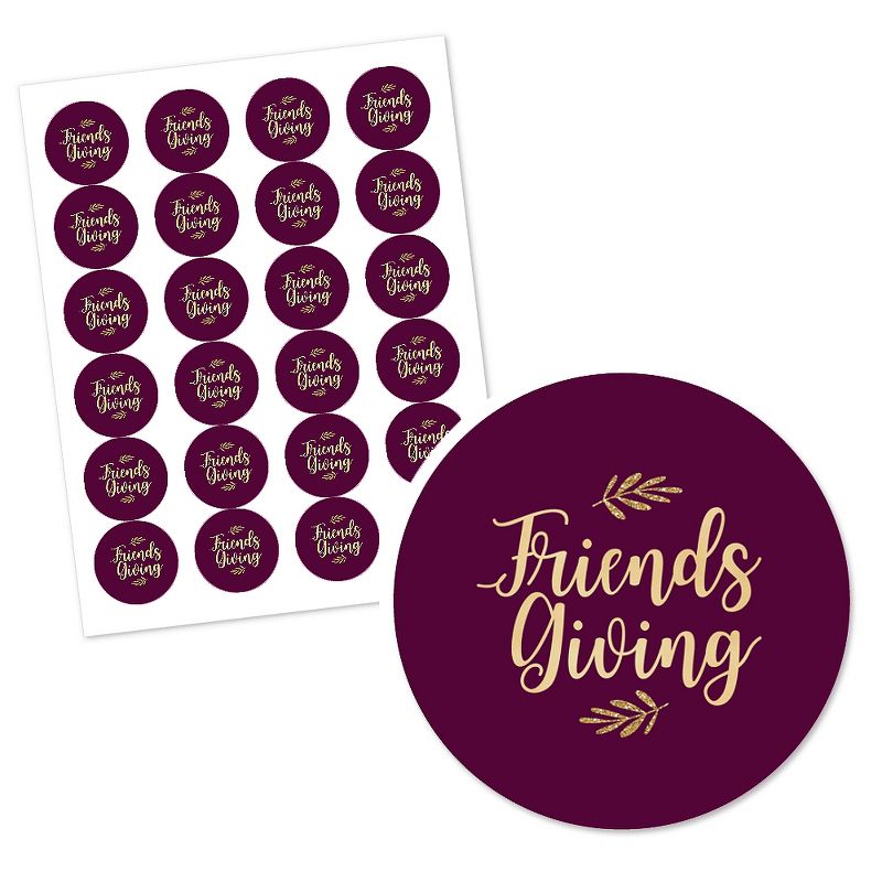 Big Dot of Happiness Elegant Thankful for Friends - Friendsgiving Thanksgiving Party Circle Sticker Labels - 24 Count, 2 of 5