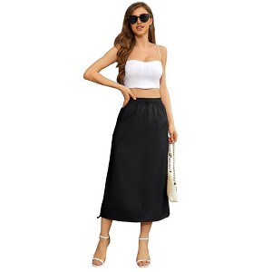 Women Y2k Cargo Long Skirt Low Waist Drawstring Maxi Skirt Ruched Vintage Slit Cargo Skirt with Pockets - 1 of 4