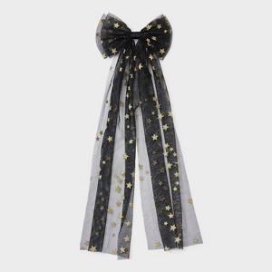 Glitter Star Bow Hair Clip - Black - 1 of 3
