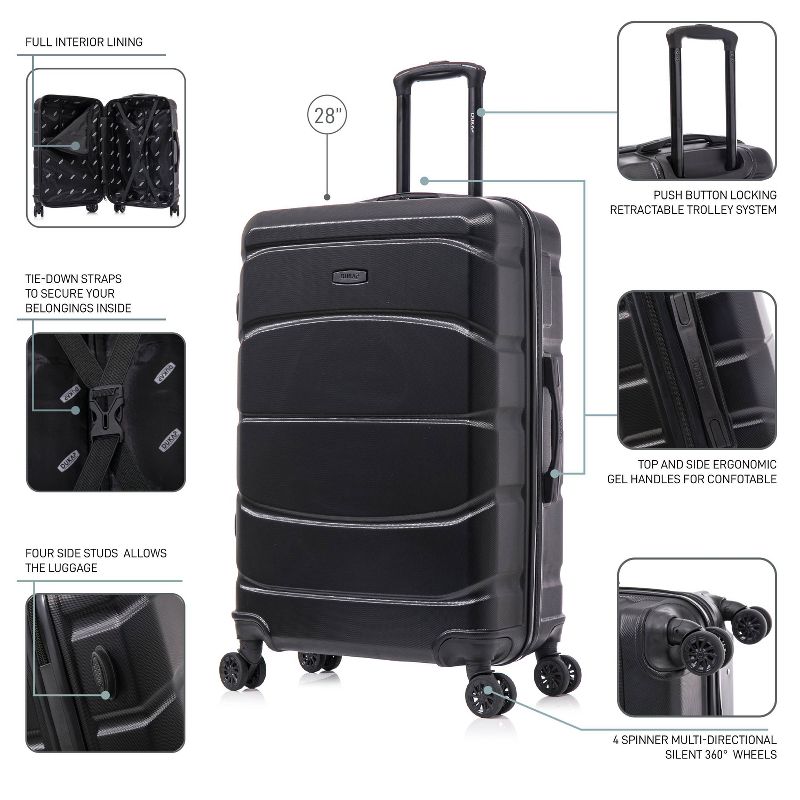 DUKAP Sense Lightweight Hardside Medium Checked Spinner Suitcase - Black, 4 of 18