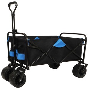 400lbs Collapsible Foldable Wagon Cart, Beach Wagon Utility Cart Utility Wagon Grocery Cart for Camping Shopping Sports Gardening Fishing - 1 of 4