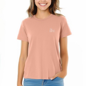 Dalix Be Kind Embroidered Cotton Relaxed Fit Short Sleeve Crewneck Tee Shirt Women - 1 of 4