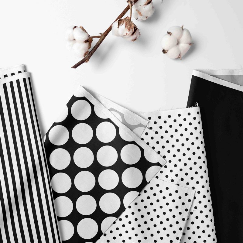 Bacati - Dots Pin Stripes Black White 3 pc Toddler Bed Sheet Set, 2 of 8