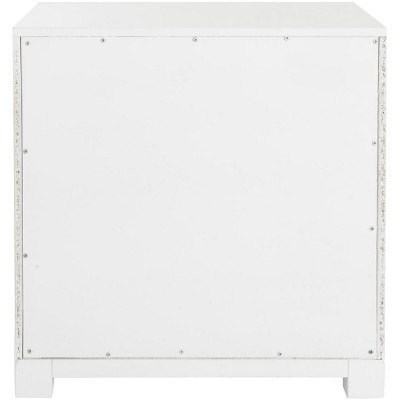 Transitional White 3-Drawer Nightstand with Greek Key Design