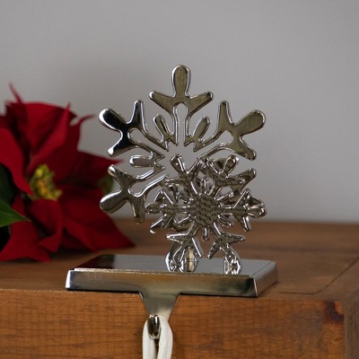 Silver Double Snowflakes Metal Christmas Stocking Holder