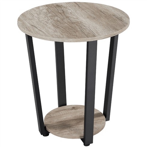 Yaheetech Tall End Table Accent Table, 30 in Industrial Side Table with  Strong Wooden Shelves-Gray