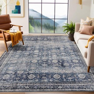 Washable Area Rugs Non-Slip Vintage Rugs for Living Room, Low Pile Stain-Resistant Distressed Oriental Carpet, Foldable Floral Print Floor Covering - 1 of 4