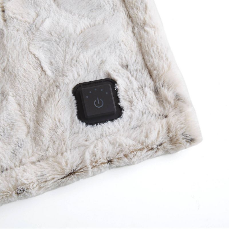 50"x64" Marselle Faux Fur Electric Heated Wrap with Built In Controller, 4 of 13