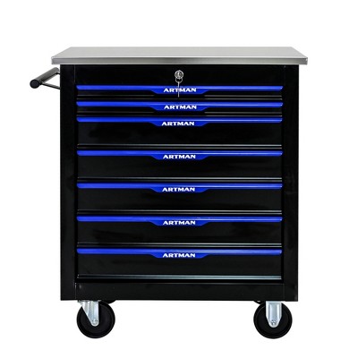 HANPURE 7 DRAWERS MULTIFUNCTIONAL TOOL CART WITH WHEELS-BLACK+BLUE
