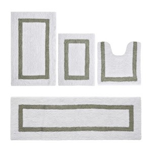 Hotel 4 PC Bath Rug 100% Premium Cotton Tufted Weave Two Tone Reversible Bathroom Rug, Super Soft Absorbent, Machine Washable Bath Mat - 1 of 4