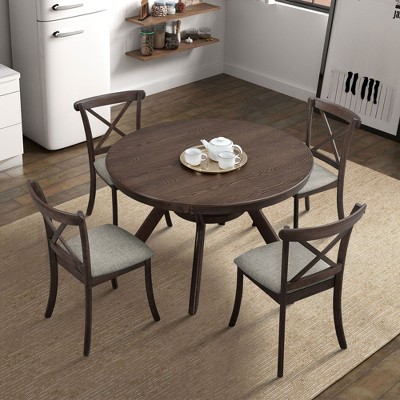 NicBex Round Modern Wooden Dining Table with Trestle Pedestal Base Kitchen Table for Dining Room, Restaurant