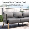 Captiva Designs 6pc Modern Outdoor Patio Woven Rope Sofa Conversation Set with Ottoman - 3 of 4