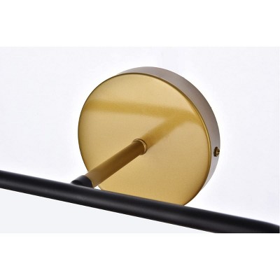 Hanson 4-Light Black and Brass Wall Sconce with Clear Glass Shade