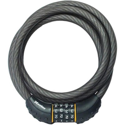 Lock Cable Lock, Set Your Own Combination Bike Lock, 6 ft. Long, Black, 8122D