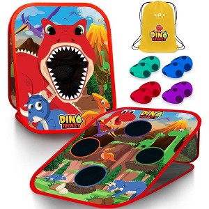 SWOOC Games - Dino Frenzy™ | 2-in-1 Corn Hole Games for Kids | 5-Second Setup | Dinosaur Bean Bag Toss Game for Kids | Kid Cornhole Game Set - 1 of 4