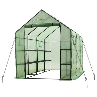 Very Spacious And Sturdy Walk - In 2 Tier 12 Shelf Portable Garden Greenhouse With Windows - Measures 117" L X 67" W X 83" H - Green - Ogrow