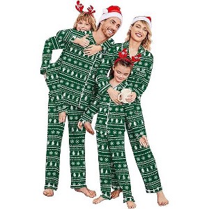 Ekouaer Christmas Family Matching Pajamas Long Sleeve Button Down Pj Set Festival Party Sleepwear - 1 of 2