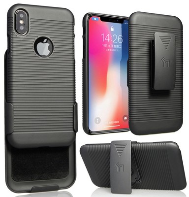 Nakedcellphone Case and Belt Clip Holster for iPhone X - Black
