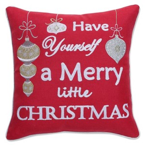 19"x19" Merry Little Christmas Square Throw Pillow Cover Red - Pillow Perfect - 1 of 4
